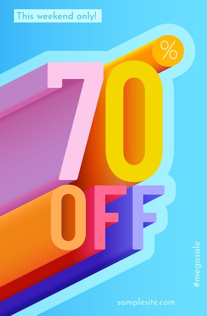 70 percent Off Discount creative composition Mega Sale