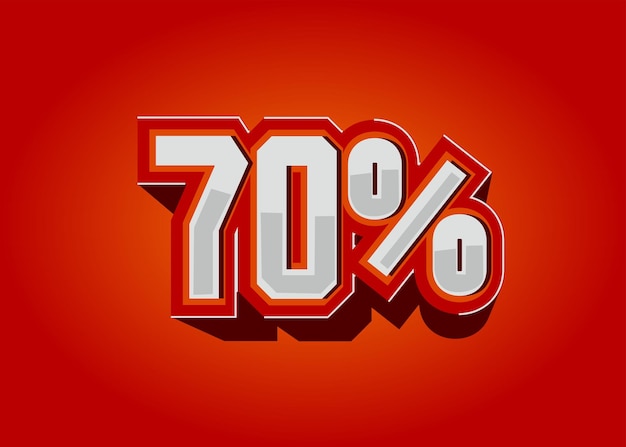 70 percentage icon in vector discount and promotion red and orange