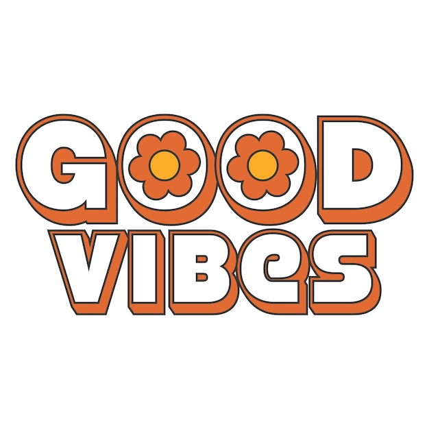 70's Retro groovy Good vibes slogan print Y2k groovy style poster