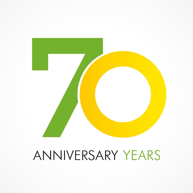 70 years old celebrating classic logo. 70 th anniversary vector template. Birthday greetings.