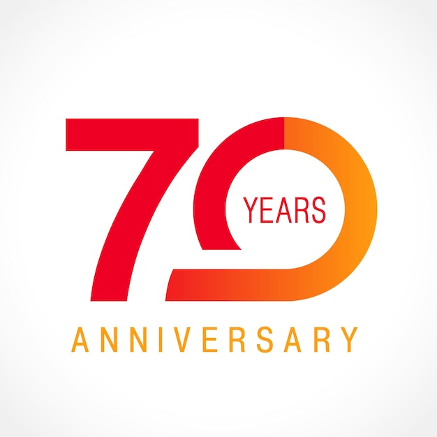 70 years old celebrating logotype concept. Happy 70 th anniversary creative number. 70 percent idea.