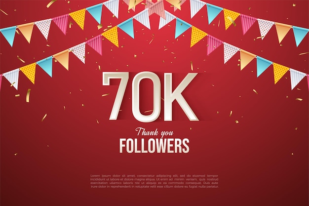 70k followers with festive curtain decoration.