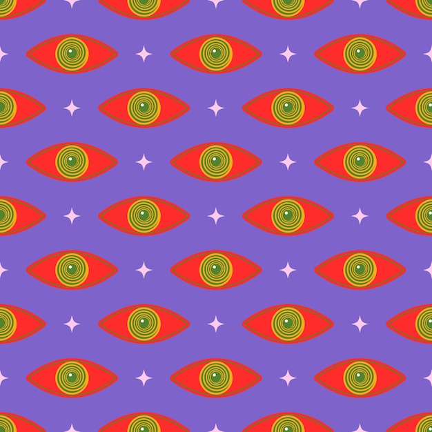 70s psychedelic trippy eye pattern. Groovy print for graphic tee in y2k style