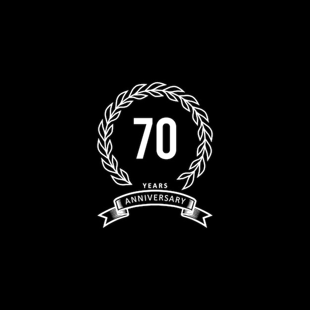 Vector 70st anniversary logo with white and black background