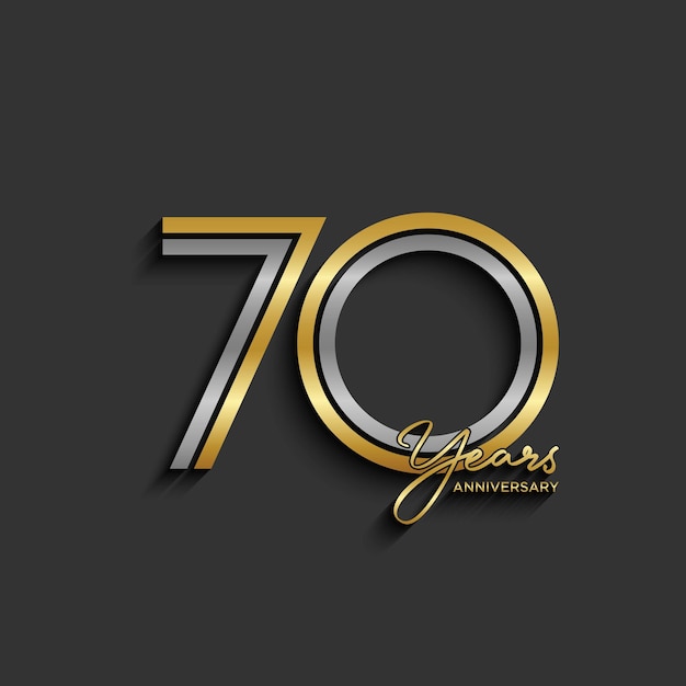 Vector 70th anniversary logo design double line number concept design golden number logo vector template