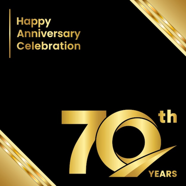 70th anniversary logo design in gold color for anniversary celebration event Logo Vector Template