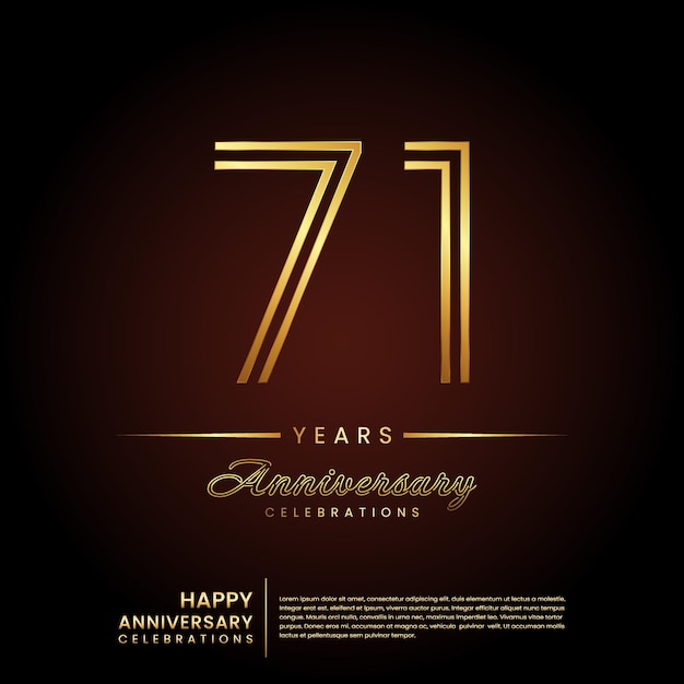 71 year anniversary template design in golden color