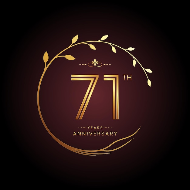 71th anniversary logo design with a golden number and circular tree concept