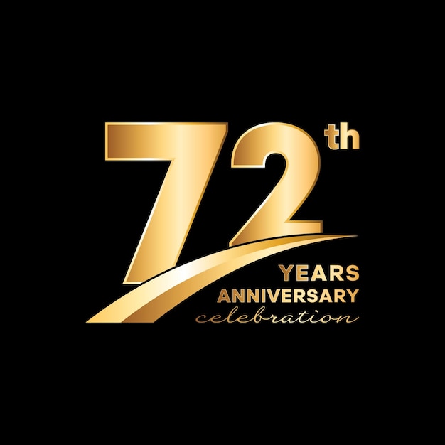 72 year anniversary logo with a golden number on a black background