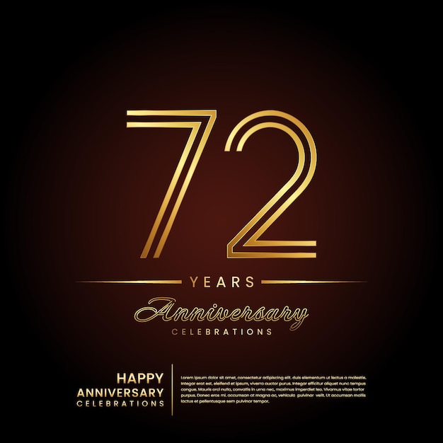 72 year anniversary template design in golden color