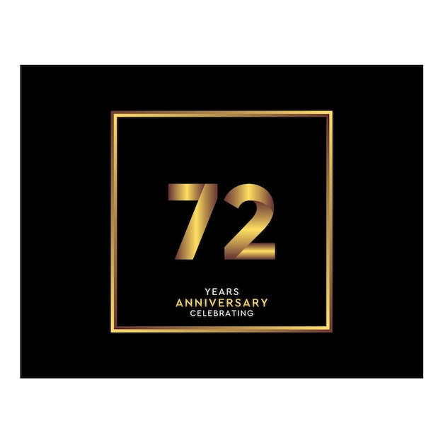 72 Year Anniversary With Gold Color Square