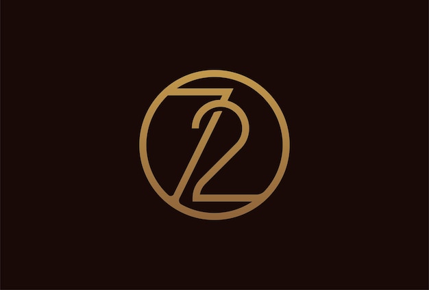 72 years anniversary logo, gold line circle with number inside, golden number design template