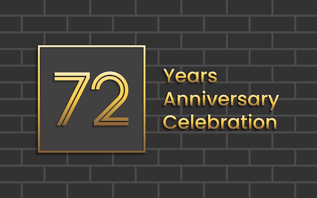 72th Anniversary Celebration template design with golden color Vector template