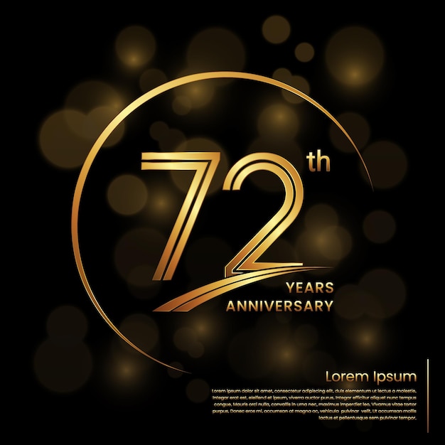 72th Anniversary logo design with double line numbers Golden anniversary template Vector Logo Template