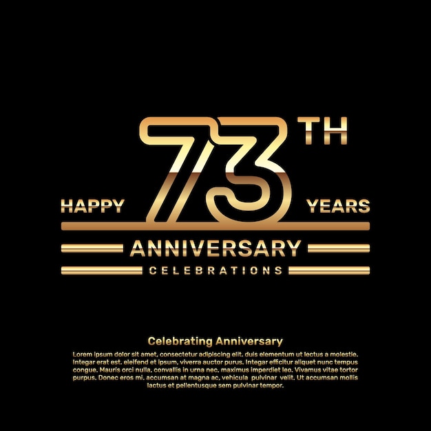 Vector 73 year anniversary logo design with double line concept logo vector template