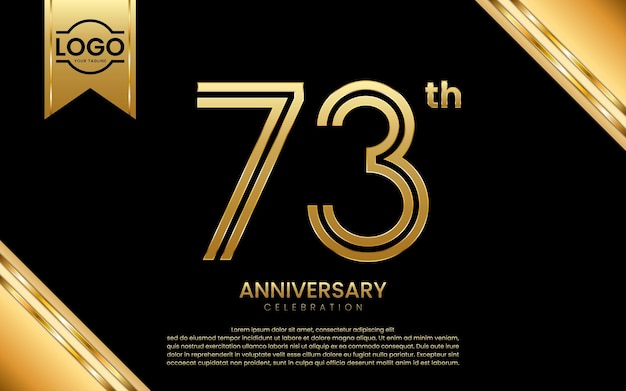 73th Anniversary Celebration Anniversary template design with golden number Vector Template