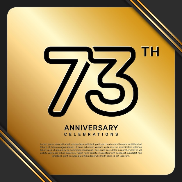 Vector 73th anniversary celebration template design with simple and luxury style in golden color