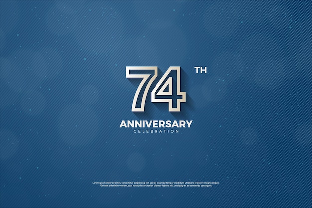 74th anniversary on striped background