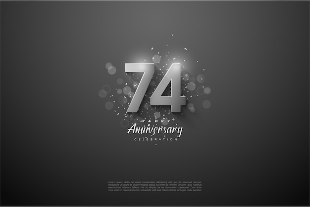 74th anniversary on a transparent dark bubble background.