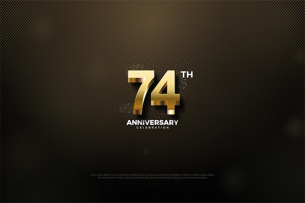 74th anniversary with 3d golden numbers