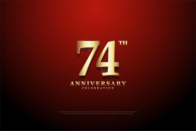 74th anniversary with curvy golden numerals