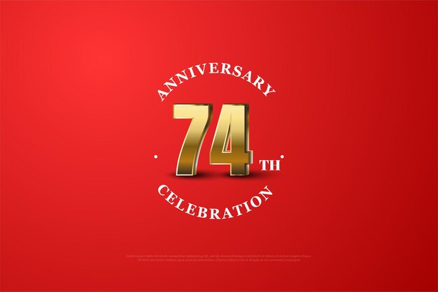 74th anniversary with standing celebration number illustration