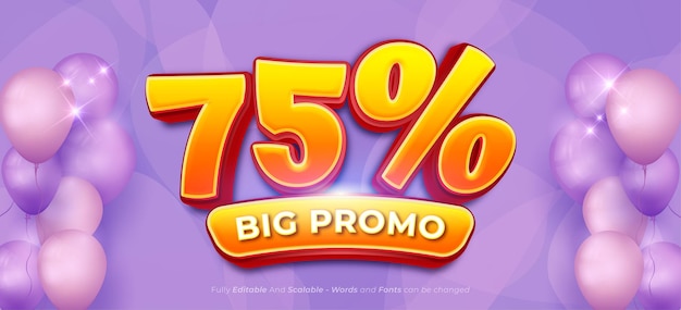 75 big promo flash sale design with editable number on gradient background