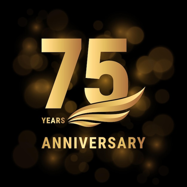 75 Years anniversary logo Template design with gold color for poster banners brochures magazines web booklets invitations or greeting cards Vector illustration