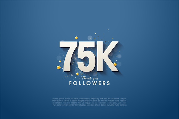 75k followers poster with glitter sprinkles and celebration stars.