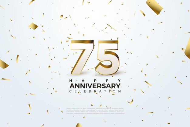 75th anniversary celebration with standing 3d figures illustration.