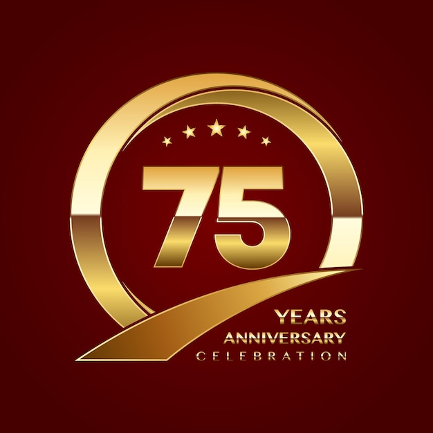 75th anniversary template design with a shiny gold ring style