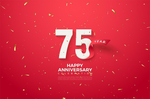 75th anniversary with red paper illustration.