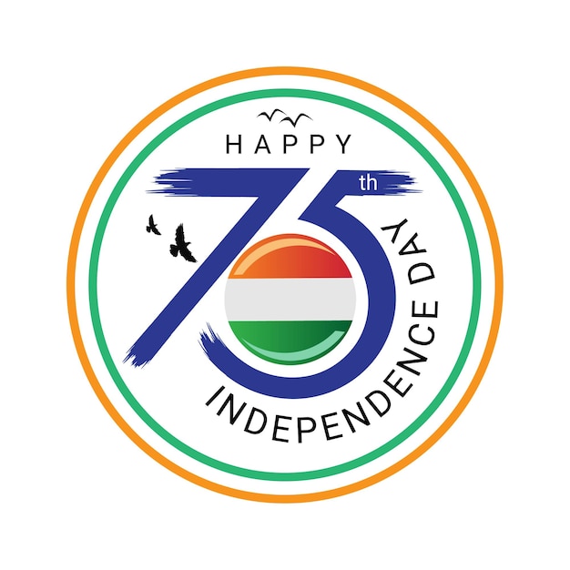 75th Indian Independence day logo with indian flag