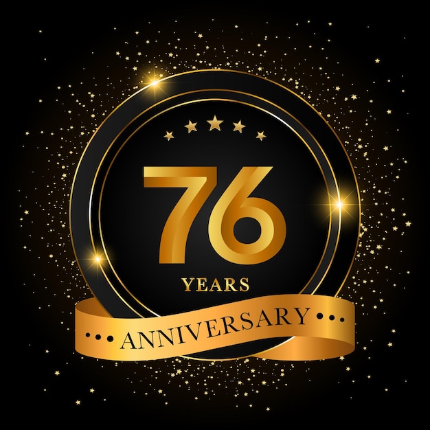 76 Years Anniversary Golden anniversary celebration template design Vector illustrations