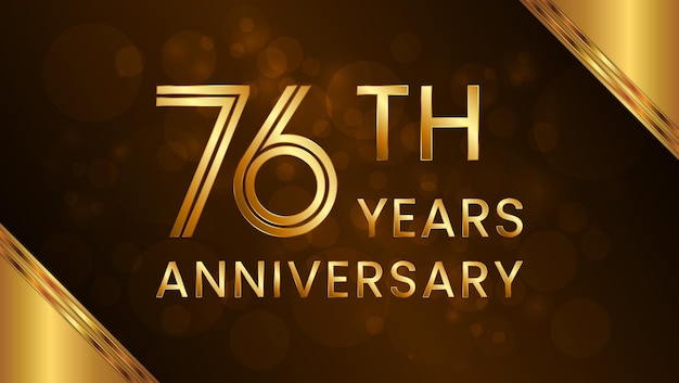 76th anniversary logo with double line number concept and golden color font