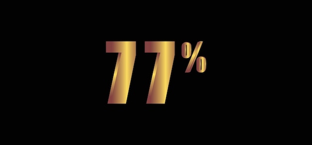 77 percent on black background 3D gold isolated vector image