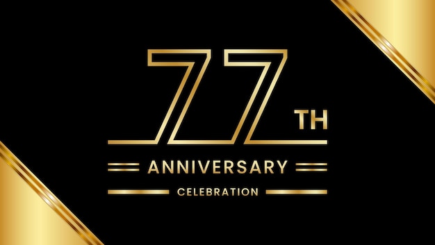 77th Anniversary Celebration with golden text Golden anniversary vector template