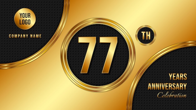 77th Anniversary template design Golden Anniversary Vector Template