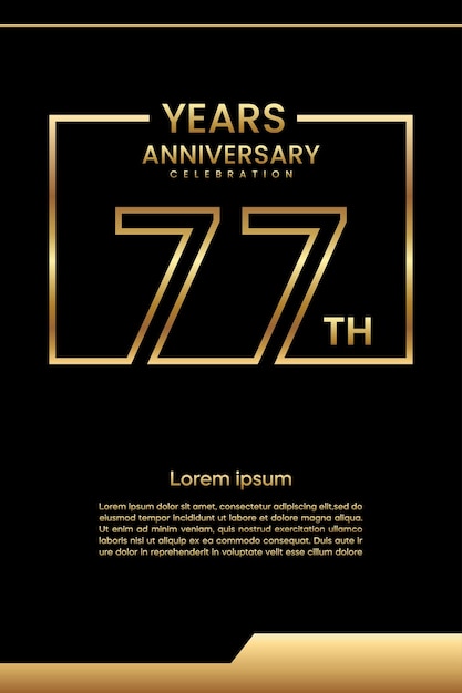 77th Anniversary template design Line art design Golden anniversary vector template