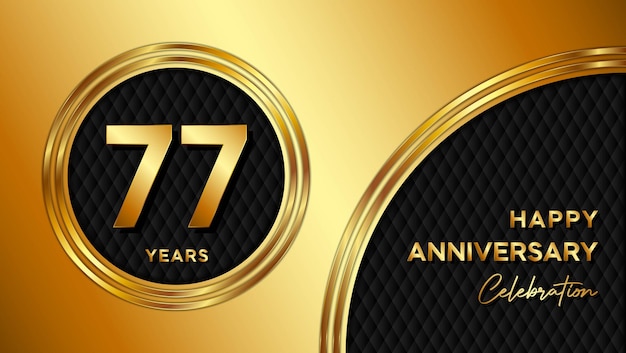 77th anniversary template design with golden texture and number for anniversary celebration event