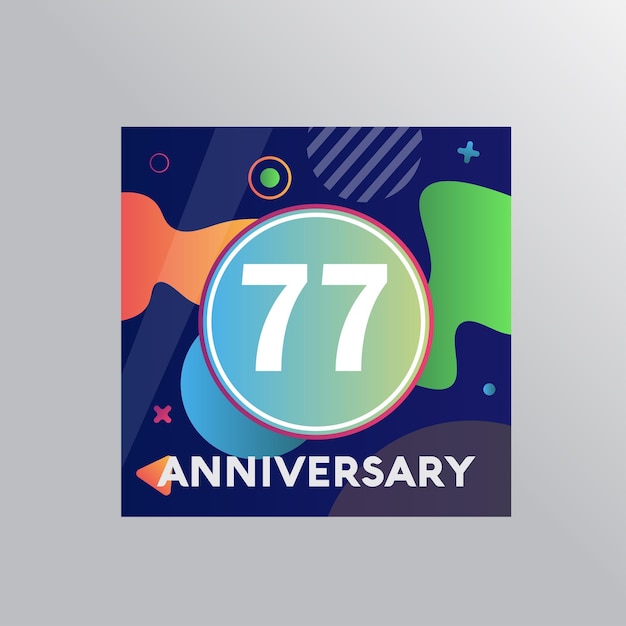 77th years anniversary logo, vector design birthday celebration with colourful background