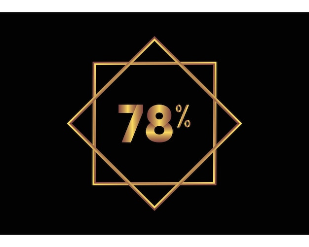 78 percent on black background gold vector image