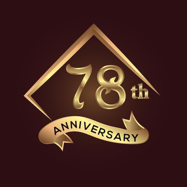 78 year anniversary celebration. Anniversary logo with square and elegance golden colour isolated.