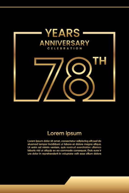 78th Anniversary template design Line art design Golden anniversary vector template