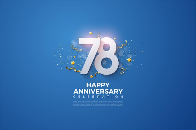 78th Anniversary with numbers stacked on a blue background