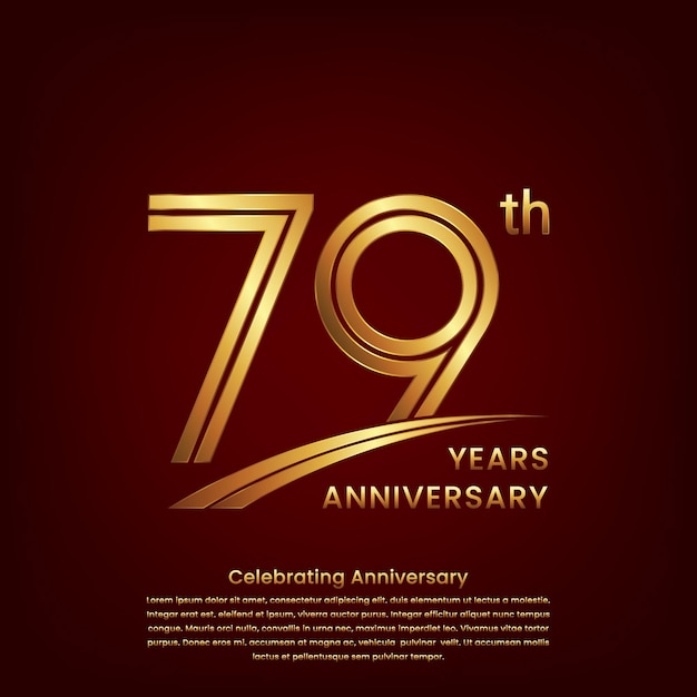 79th Anniversary logo with double line concept design Golden number for anniversary celebration event Logo Vector Template