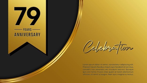 79th anniversary template design with golden pattern and ribbon for anniversary celebration event