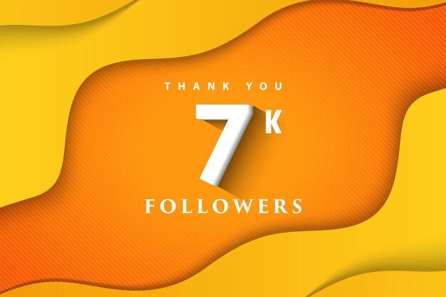 7k followers celebration banner with orange waves background Premium vector design