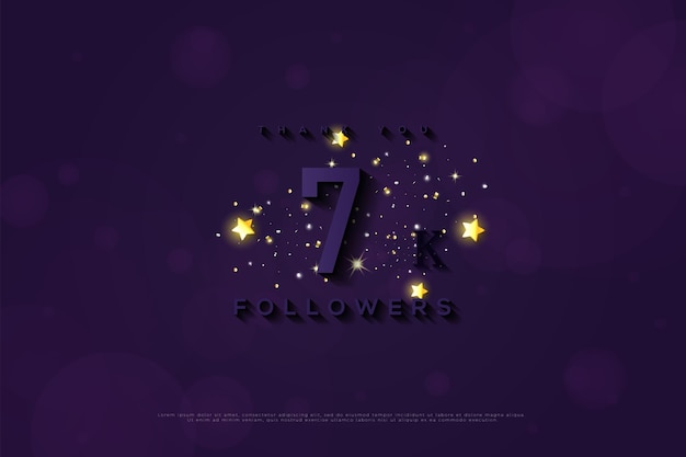 7k followers celebration banner with shiny and bright ornament sprinkles Premium vector design