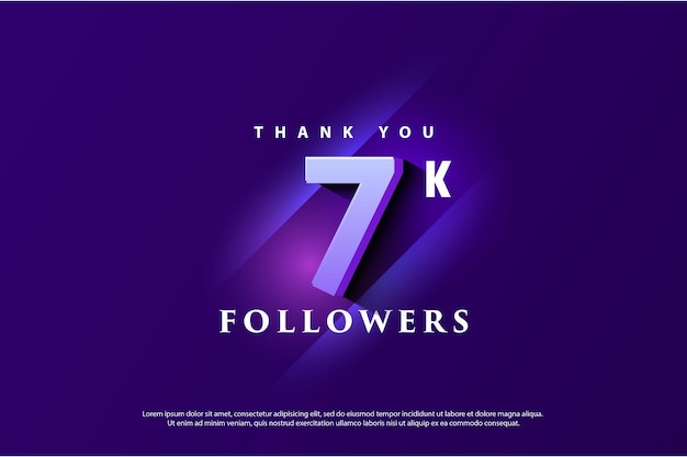 7k followers celebration banner with striped light effect Premium design vector